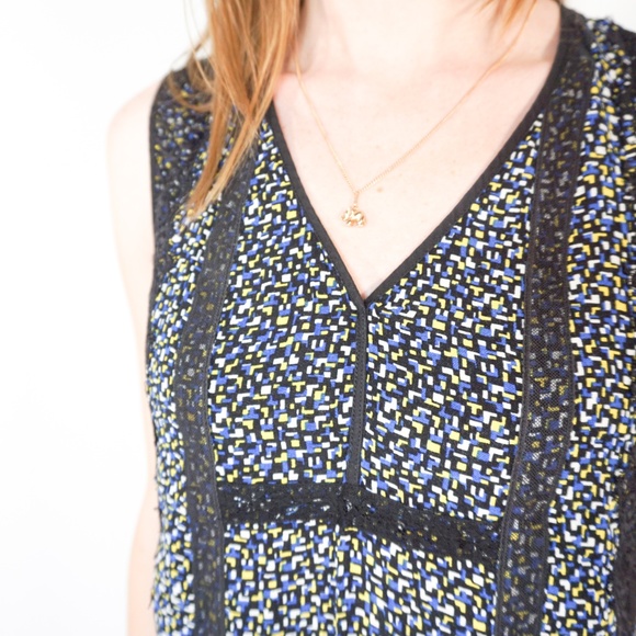 SANDRO Abstract Confetti Floral Lace Trim Dress - Picture 6 of 6